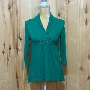 Anthropologie Deletta Green‎ Shawl Collar Tunic Top Size S